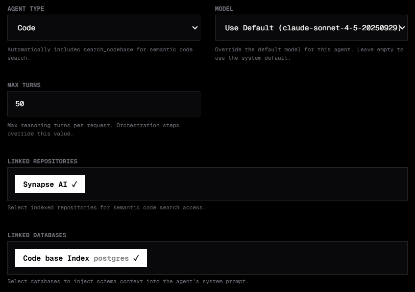 Agent Repo DB Config