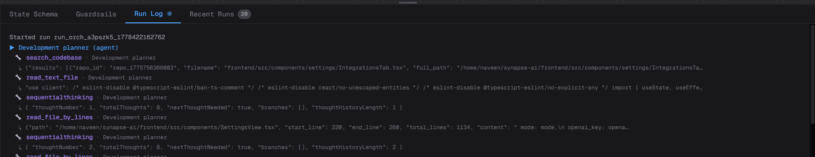 Live Orchestration Logs